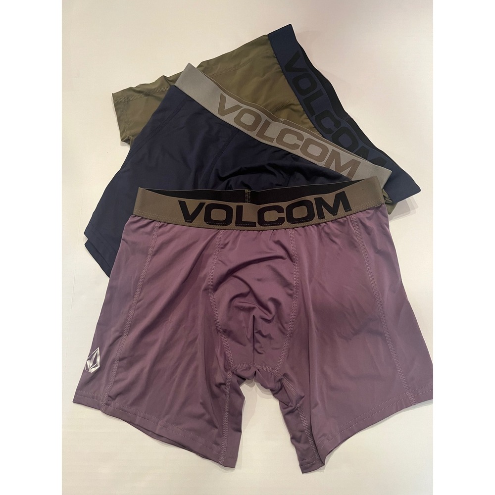 Volcom 3 Pack Men's Boxer Briefs Size Small 28-30‎ Purple Blue Green NWOT